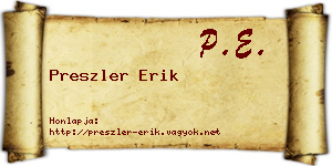 Preszler Erik névjegykártya